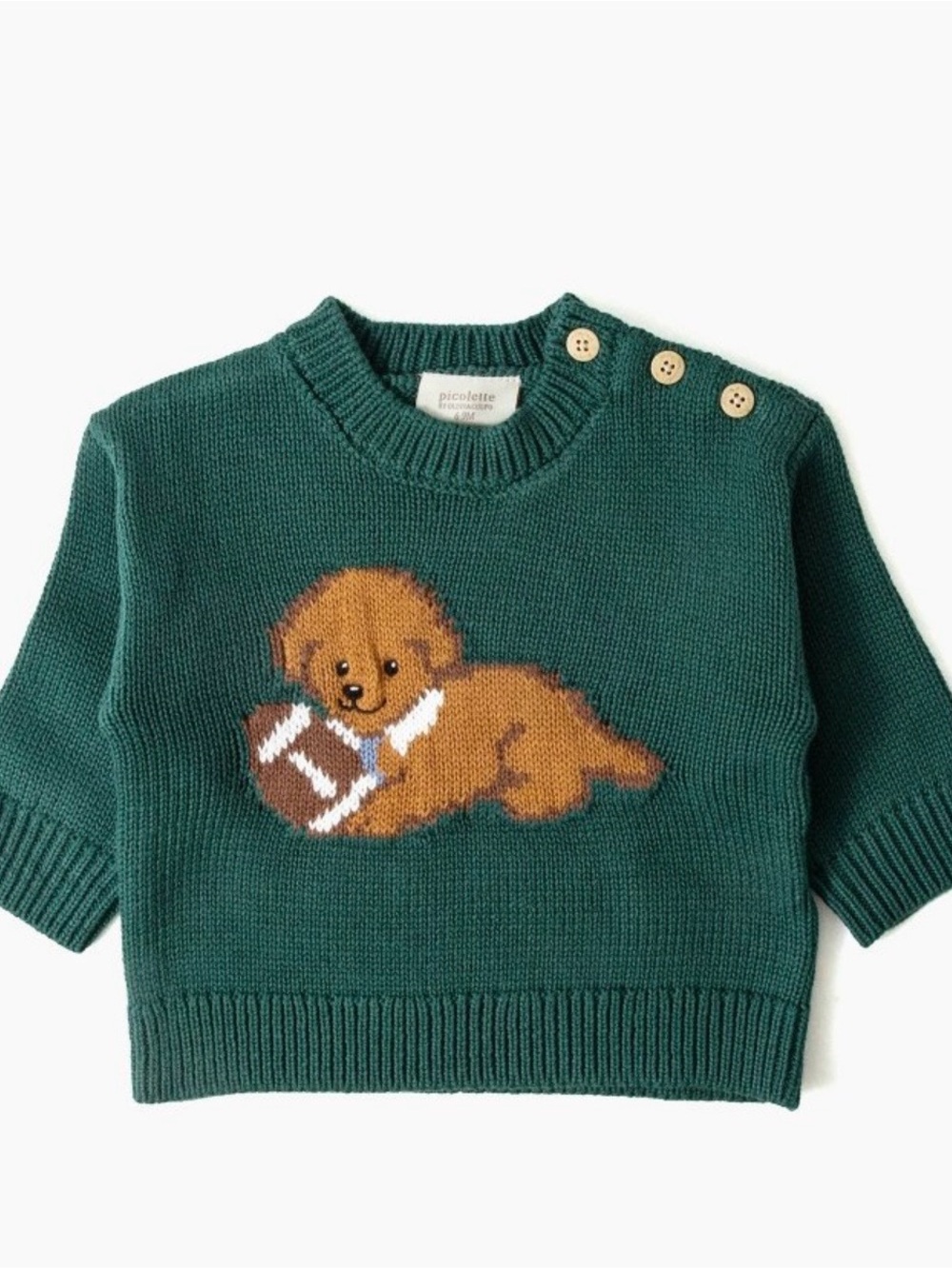 Picolette by Olivia Culpo Baby Oliver Football Dog Knit Sweater Size 3-6 mo NWT